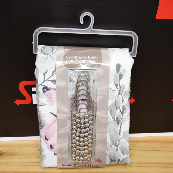 Producto - CORTINA DE BAñO TRAMADA POLIESTER 180X180CM 55097