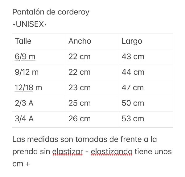 Pantalón de corderoy unisex talles hasta 4 años — imagen 3
