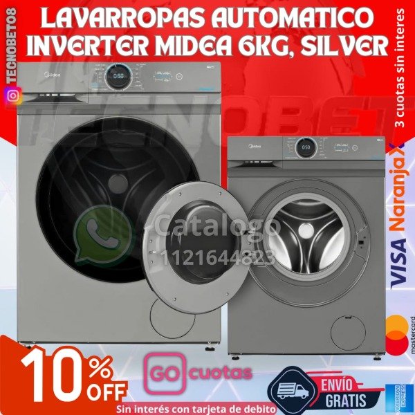Producto - LAVARROPAS AUTOMATICO INVERTER MIDEA 6KG, SILVER