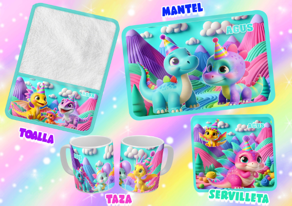 Producto - SET DE 4 ELEMENTOS DINO FIESTA