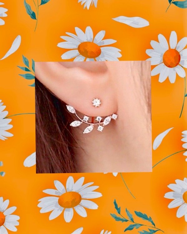 Producto - Pendientes de Plata 925 diseño Rama c/zirconios Blanco y Amarillo