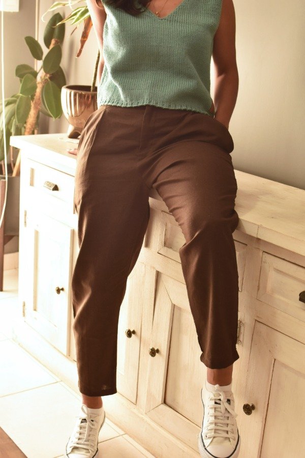 Producto - Pantalón Sastrero - Lino Chocolate