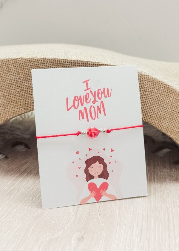 Producto - Pulsera mamá corazón rojo