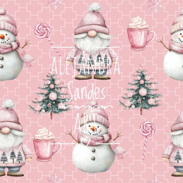 Producto - Tela Navidad en rosa