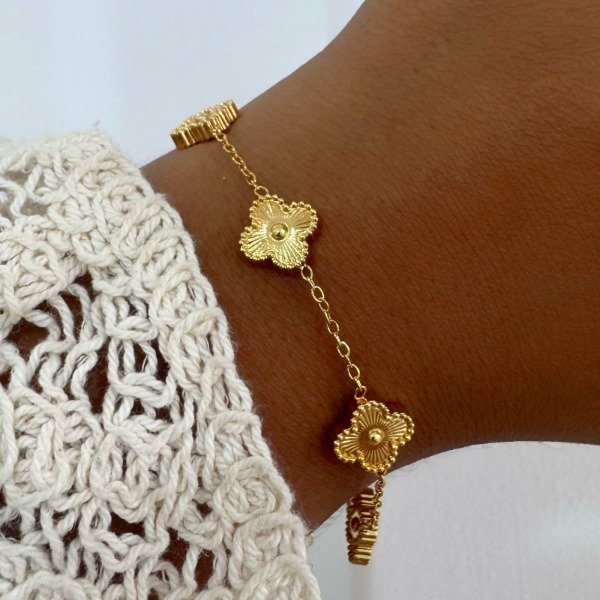 Producto - PULSERA DORADA TREBOLES FACETEADOS