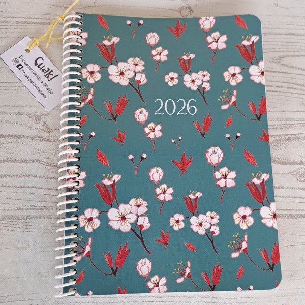 Producto - Planificador mensual 2026 Ciruela Verde, tapa blanda