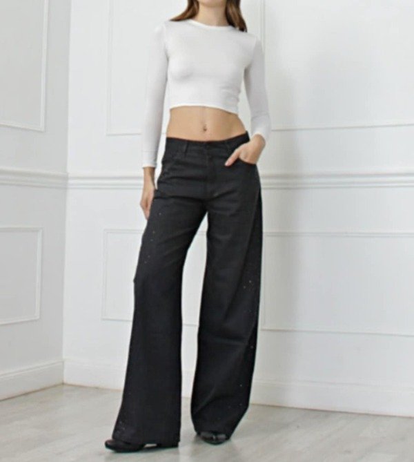 Producto - Wide Leg negro con Strass - NASHVILLE