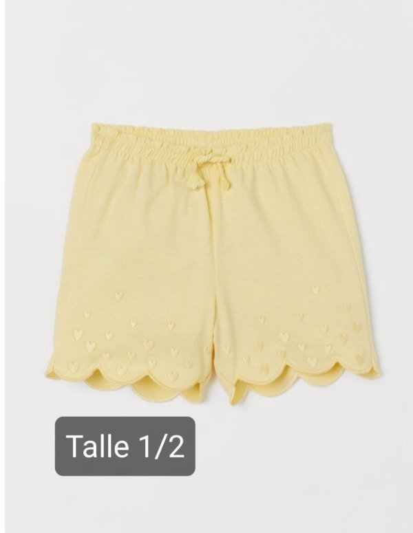 Short hym algodon talle 1/2 amarillo