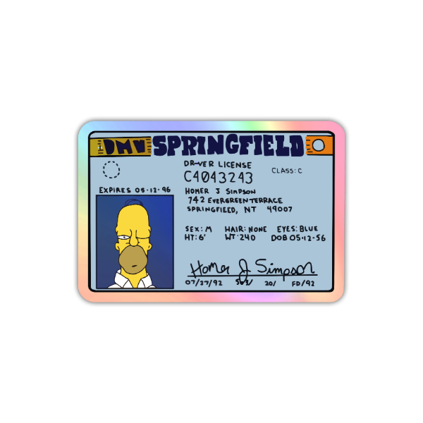 Producto - Licencia de conducir Homero Simpson - Los Simpsons
