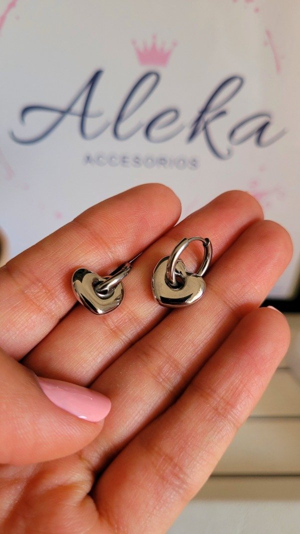 Producto - Argollas clip con corazones de acero quirúrgico - 0