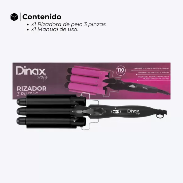 Producto - Buclera Rizador De Pelo Cabello Triple 3 Tubos Rulos