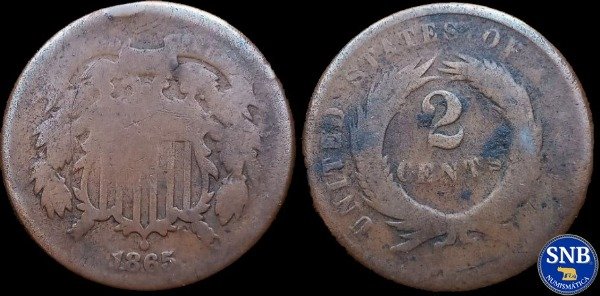 Producto - Estados de la Unión - 2 Centavos (1865) KM #94 - Guerra Civil de EE. UU