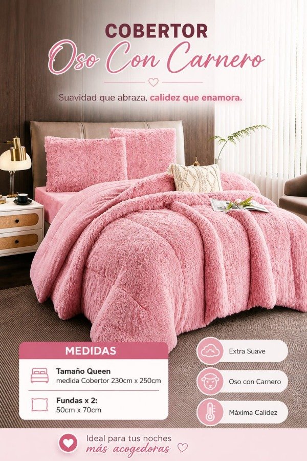 Producto - Edredón queen 3 pcs. pelo de mono y cordero