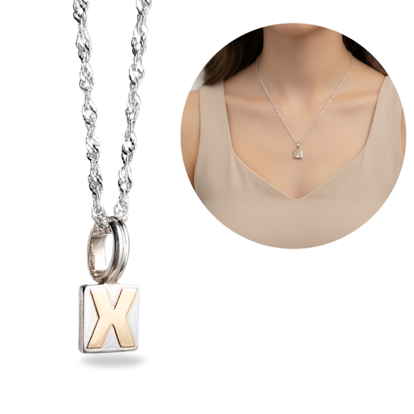 Producto - Cadena Con Dije Inicial X Plata y Oro
