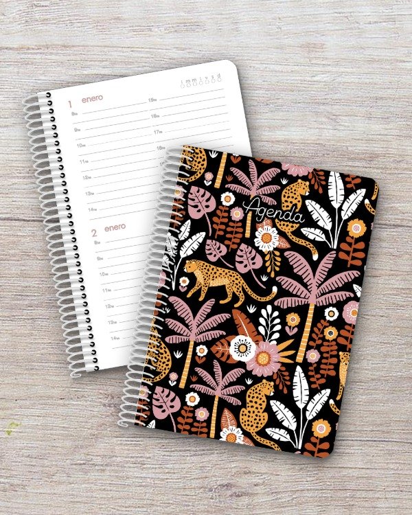 Producto - Agenda Perpetua A5 - 2 días por página - dis. jungla chic
