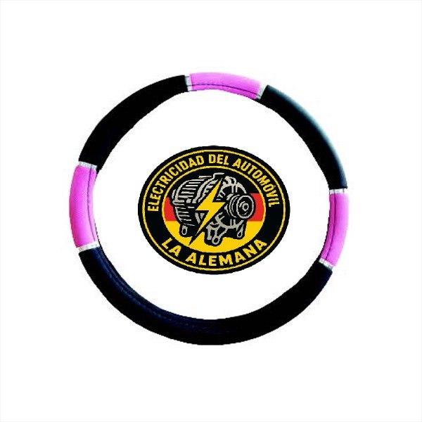 Producto - Funda Cubre Volante Bicolor Rosa y Negro - Deportivo Universal Premium