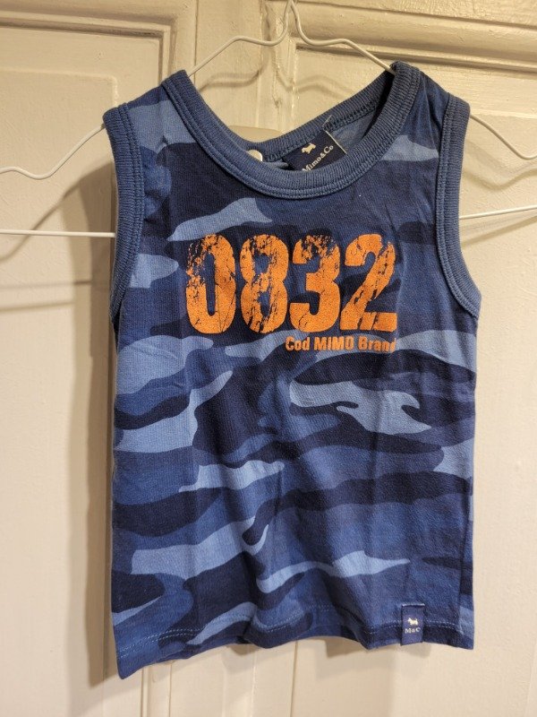 Producto - Musculosa MIMO rayado azul logo naranja Talle 3 años - PRECIO: 8X