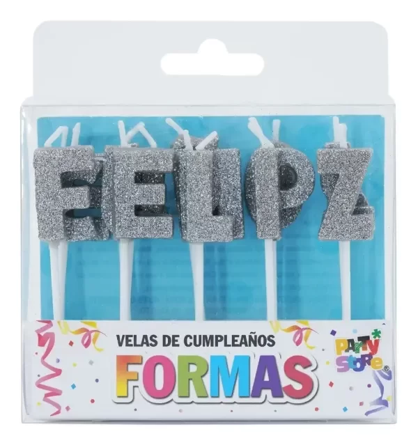 Producto - VELAS FELIZ CUMPLEA LETRA X LETRA- PLATA
