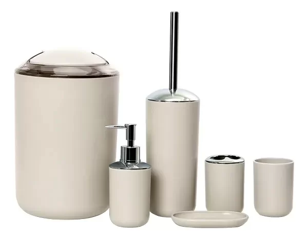 Producto - Set De Baño X6 Tacho Escobilla Dispenser Jabonera 4 Colores