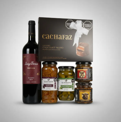 Producto - Box Regalo Vino Luigi Bosca Alfajores Cachafaz + Picada