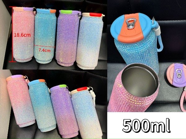 Producto - Botella lata con brillo 500ml (varios colores)