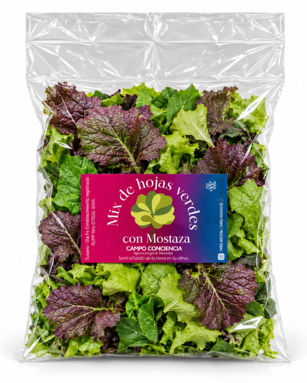 Producto - Ensalada de Mix de Hojas Verdes con Mostaza Agroecológica - Presentación Mediana - 0