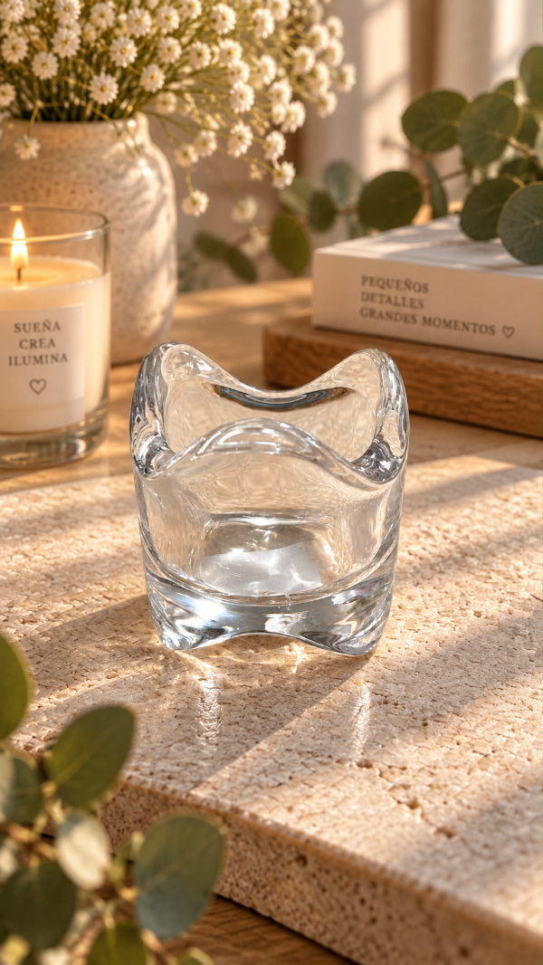 Producto - Porta vela vidrio bajo irregular