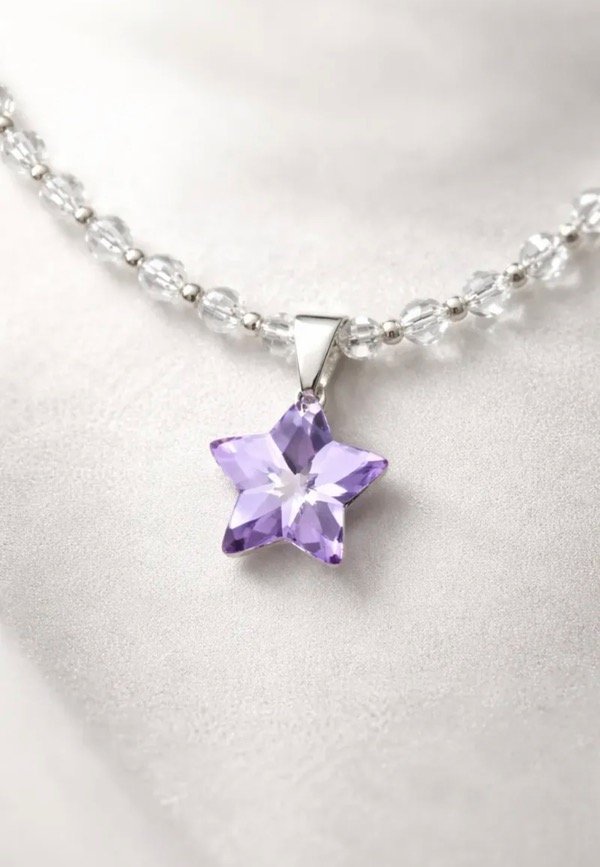 Producto - Collar Piedras cristal con Estrella Lila