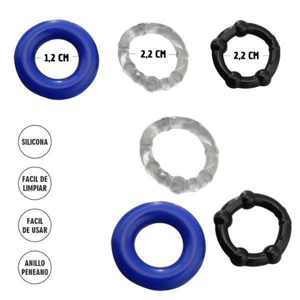 Producto - Kit 3 anillos potenciadores y retardantes masculinos