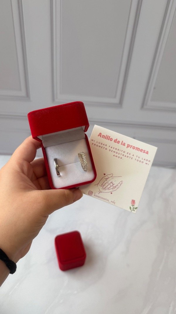 Producto - Caja de pana con anillos de la promesa - Alianza + Anillo doble de cubics