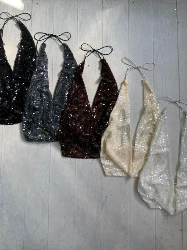 Producto - [5538] Top buche doble cordon p/atar lentejuelas ''Ibiza''