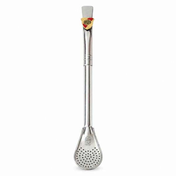 Producto - BOMBILLA PICOLORO ACERO INOX C/ ALPACA - CON ESCUDO DE RIVER EN BRONCE