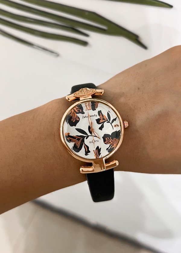 Producto - Reloj flora negro