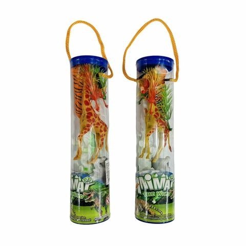 Producto - SET DE ANIMALES DE LA SELVA 4 PIEZAS EN TUBO 20X5CM