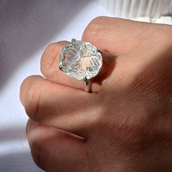 Producto - Anillo plata 925 cuarzo cristal tallado n16