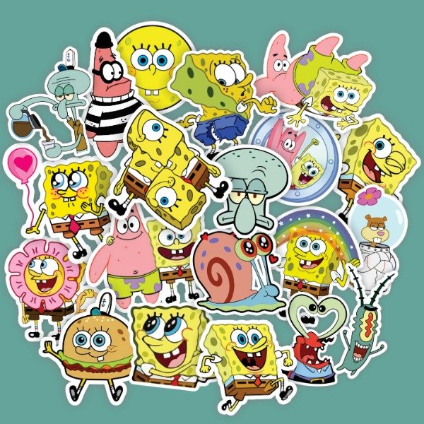 Producto - Pack 20 Stickers Vinilo Uv Premium - Bob Esponja