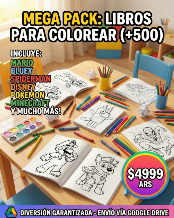 Producto - N66: MEGA PACK DE LIBROS PARA COLOREAR IMPRIMIBLES (+500)!