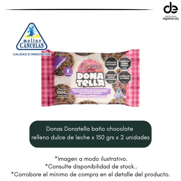 Producto - Donas Donatella baño chocolate relleno dulce de leche x 150 grs x 2 unidades