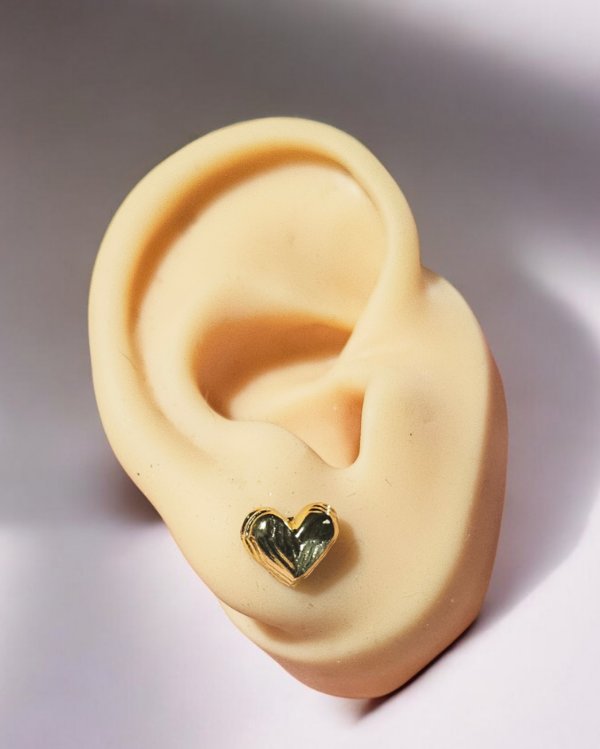 Producto - Aros pasante corazon dorado mod 3