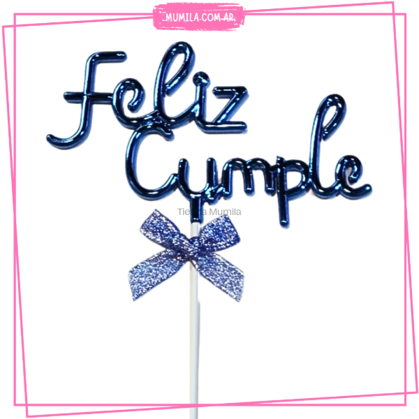 Producto - Topper Feliz cumple celeste FC09