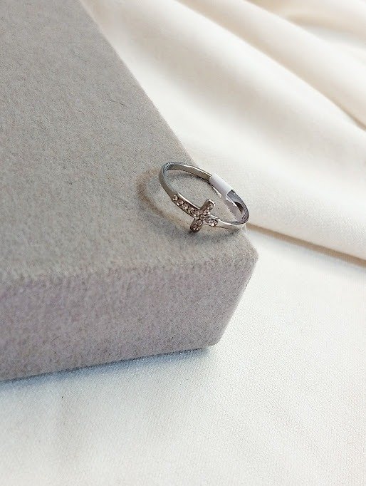Producto - Anillo cruz strass - Acero quirúrgico