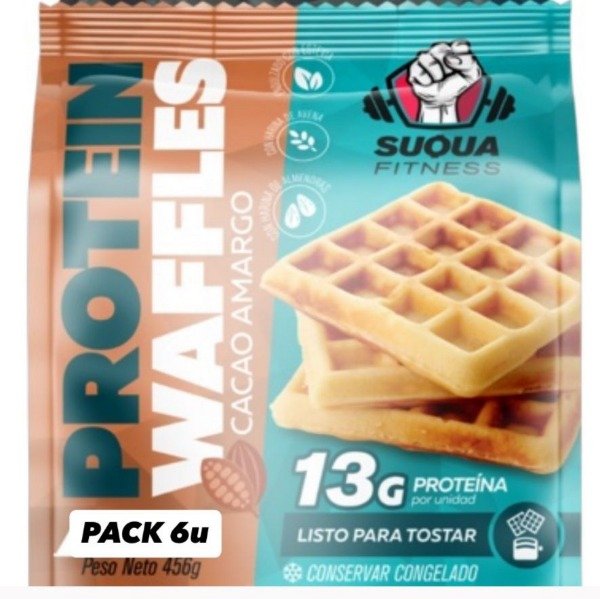 Producto - Waffles CACAO AMARGO (13g proteina) x6u- SUQUA FITNESS