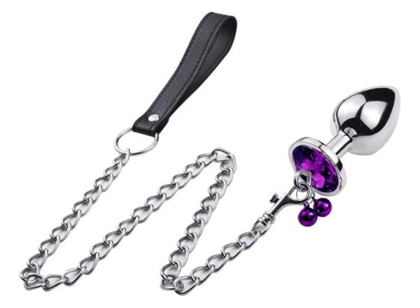 Producto - PLUG ANAL TALLE S STRASS , CON CASCABEL Y CORREA