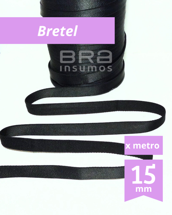 Producto - Bretel 15 mm Semirasado - Negro (x Metro)