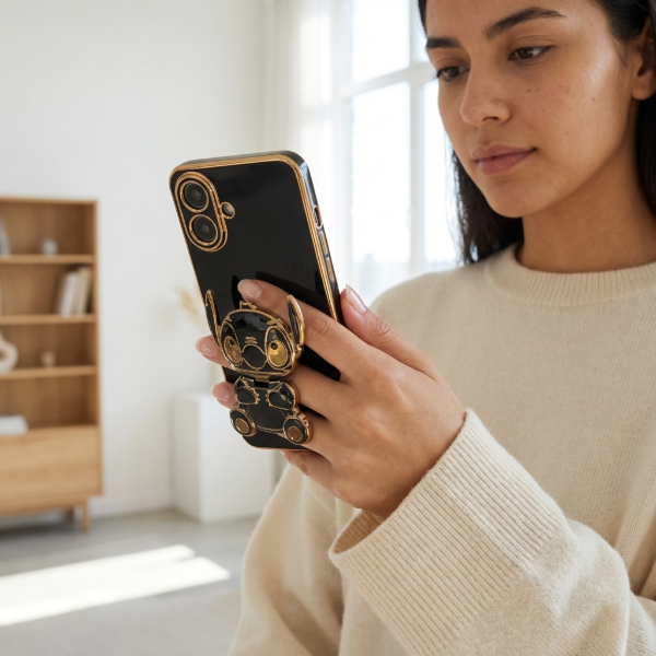 Producto - Funda + pop socket stitch negro