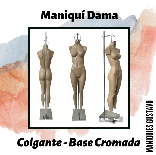 Producto - Maniquí Dama fibra de vidrio colgante Base Cromada - 0