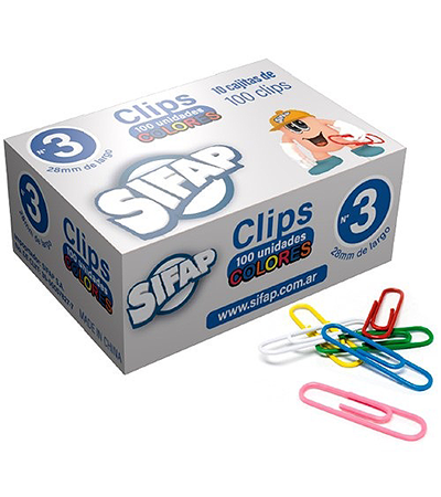 Producto - Broches clips SIFAP forrados color  nro 3  x 100