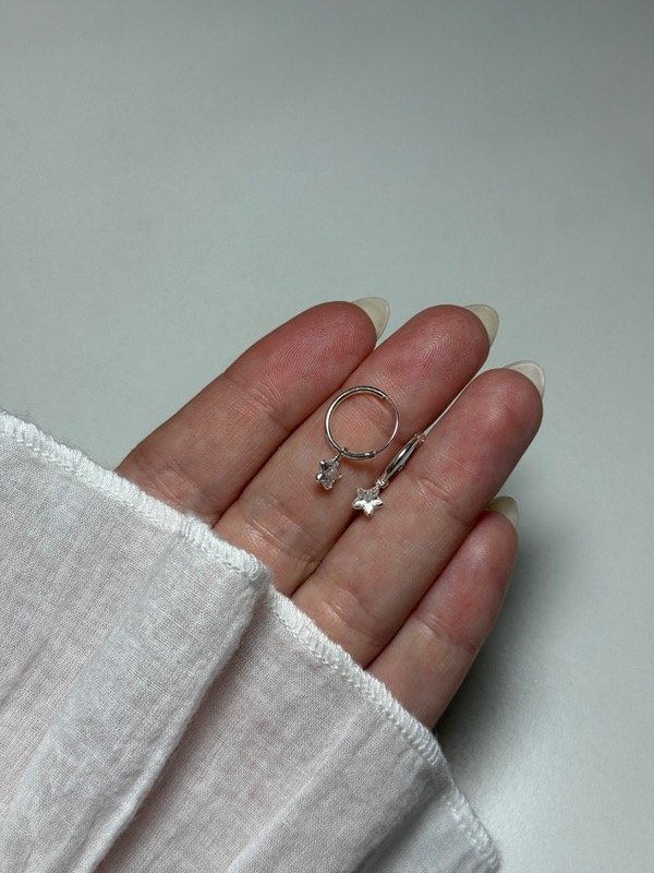 Producto - Argollas lisas con dije estrella - 3