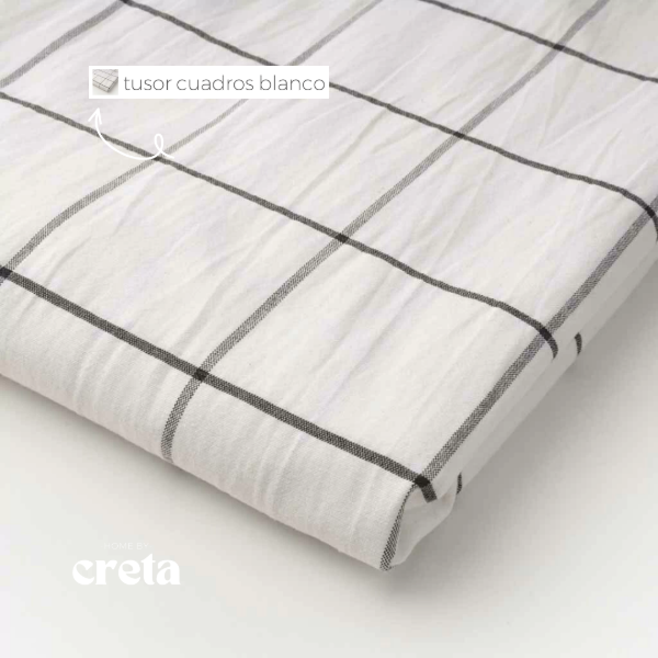Producto - Funda Almohadón Tusor Estampado Cuadros Natural