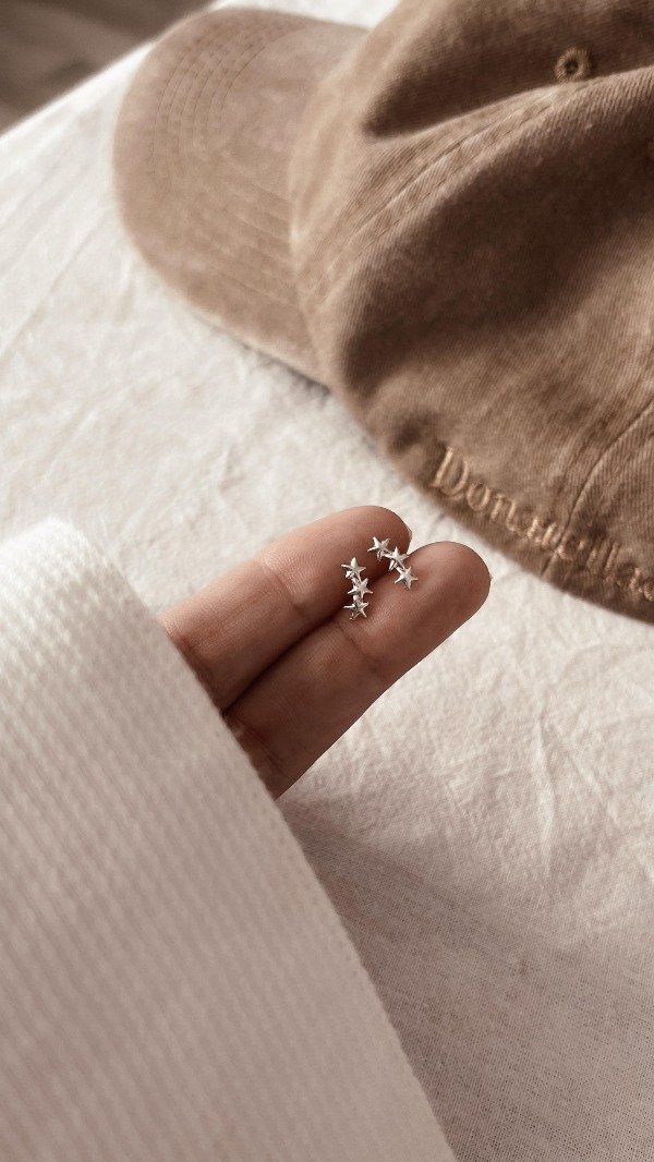Producto - Aros triple estrellas plata